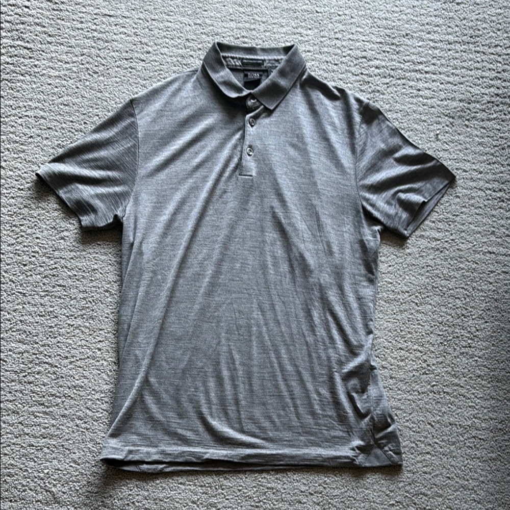 Hugo BOSS Men's Gray Polo Shirt Small (Finest Italian Fabric)